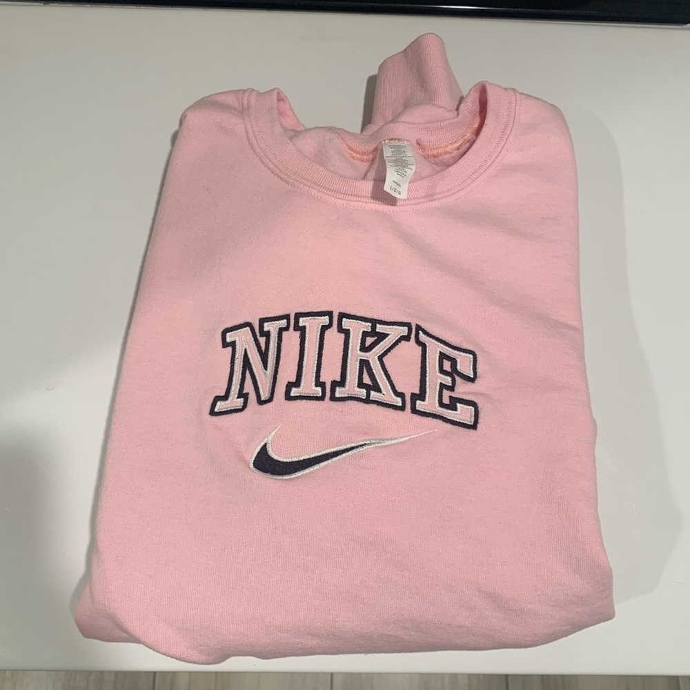 Pink Nike Embroidered Crewneck Sweatshirt
